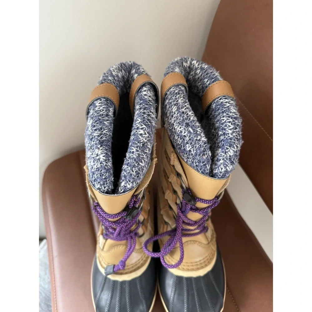 Sorel Joan Size 4 Waterproof Winter Boots‎ Purple And Blue Like New